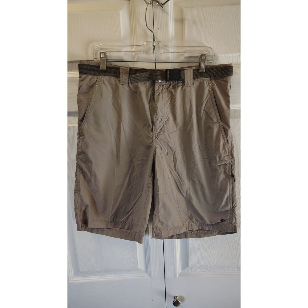 Columbia Men's Tan Khaki Hiking Trail Shorts with Built-In Belt 34W 10L